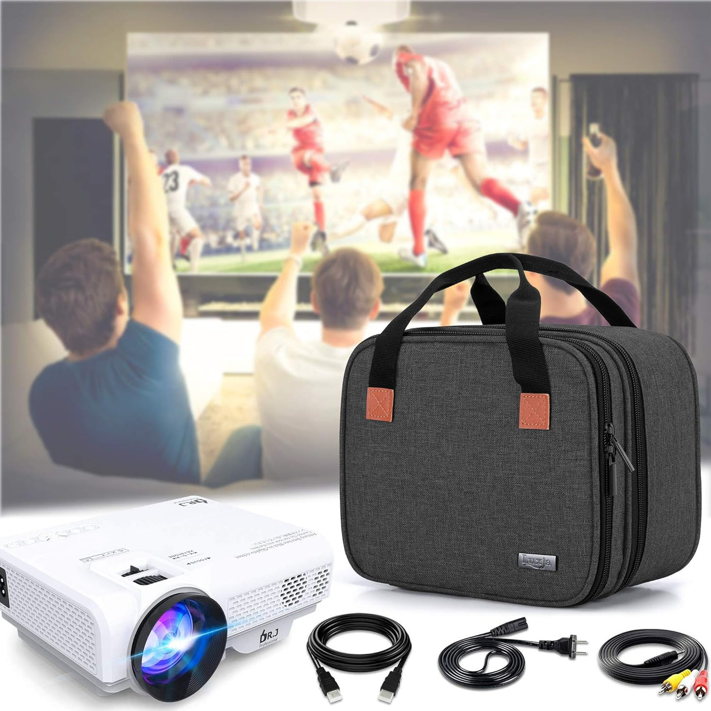 Carrying Bag Compatible with DR.J Mini Projector, Portable Case for Mini Projector and Accessories, Black