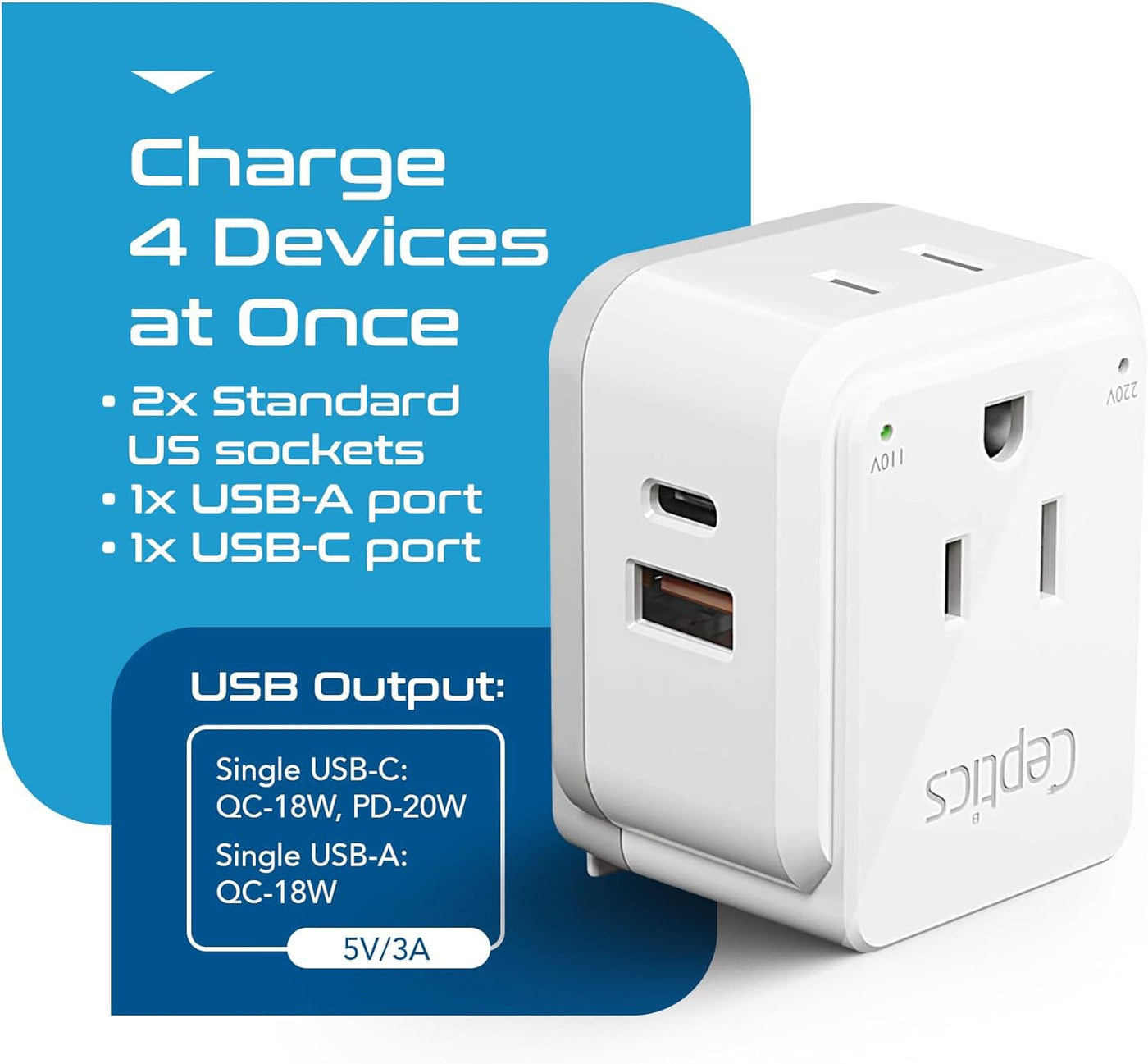 Europe Plug Adapter, 20W PD & QC, Safe Dual USB & USB-C 3.1A - 2 USA Outlet - Compact & Powerful - Use Euro, Greece, Italy, Switzerland, Turkey, Portugal - Includes Type C Swadapt Attachment