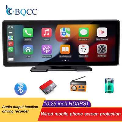 10.26 Inch Portable Wireless Carplay Screen HD Rear Reversing Camera Car Radio DVR MP5 Multimedia Video Player Android Auto